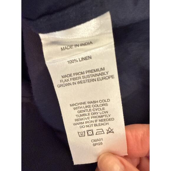 Quince 100% European Linen Smocked Midi Dress Navy Size Large NWT - Picture 7 of 7